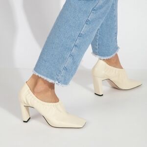 WANDLER Mia 85mm Rouched Square Toe Pumps In Neutral Cream EU 40 US 10 $580